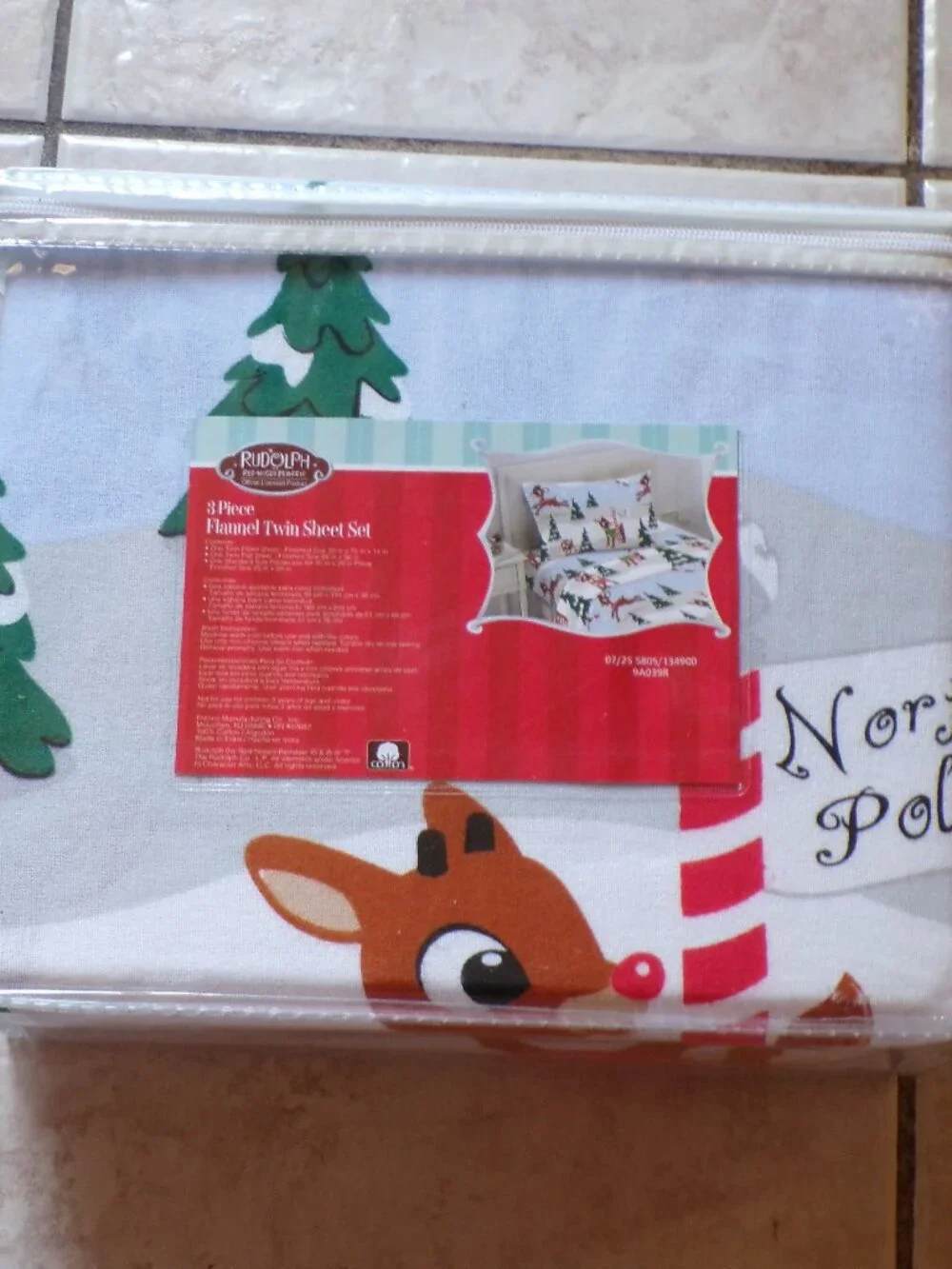 RUDOLPH THE RED NOSED REINDEER CHRISTMAS FLANNEL SHEETS 3 PIECE SET TWIN SIZE